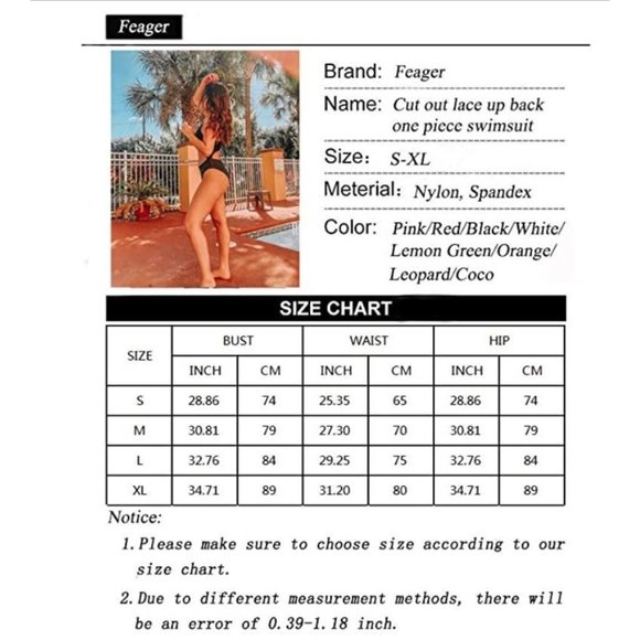 Feager Womens Strappy Cut Out Front Monokini Lace Up Back Bathing Suit Criss Cro - Picture 5 of 9